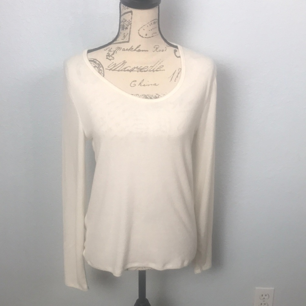 J Crew Women's Ivory Long-sleeve marled tee cozy yarn AJ110 Size Small. NWT